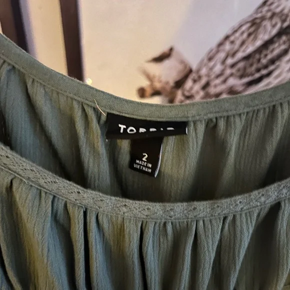 Torrid 2 Square Neck Lace Inset Maxi Dress Olivine - Picture 5 of 6